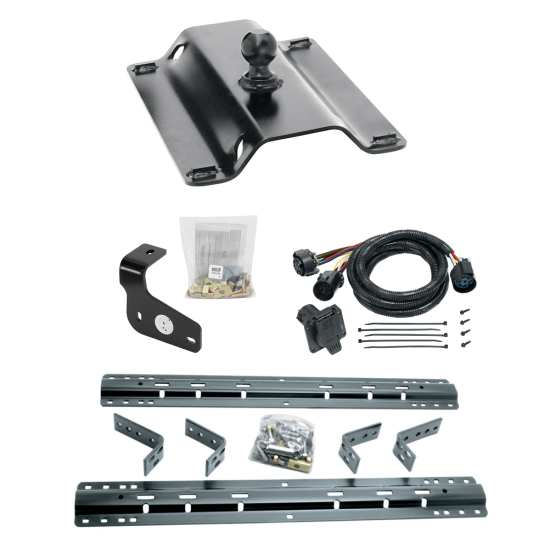 For 2015-2020 Ford F-150 Industry Standard Semi-Custom Above Bed Rail Kit + 25K Pro Series Gooseneck Hitch + In-Bed Wiring (For 6-1/2' and 8 foot Bed, Except Raptor, w/o Factory Puck System Models) By Reese