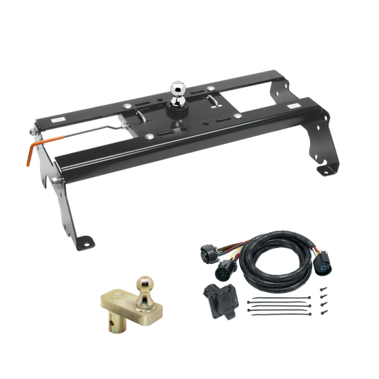 For 2003-2010 Dodge Ram 2500 Hide-A-Goose Underbed Gooseneck Hitch System + 7-Way In-Bed Wiring + 5" Offset Gooseneck Ball (For All Styles, w/o Factory Puck System Models) By Draw-Tite