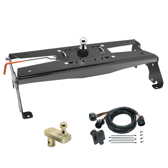 For 2010-2012 Dodge Ram 3500 Hide-A-Goose Underbed Gooseneck Hitch System + 7-Way In-Bed Wiring + 5" Offset Gooseneck Ball (For All Styles, w/o Factory Puck System Models) By Draw-Tite