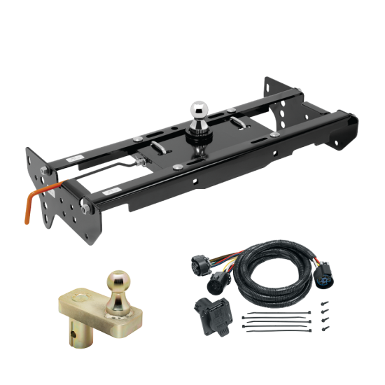 For 1999-2016 Ford F-250 Super Duty Hide-A-Goose Underbed Gooseneck Hitch System + 7-Way In-Bed Wiring + 5" Offset Gooseneck Ball (Excludes: Cab & Chassis, w/o Factory Puck System Models) By Draw-Tite