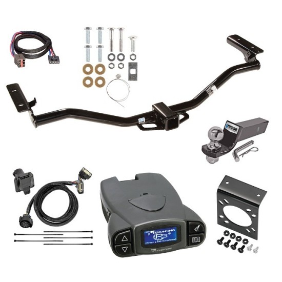 Trailer Hitch Tow Package Prodigy P3 Brake Control For 11-19 Ford Explorer w/ 7-Way RV Wiring 2" Drop Mount 2" Ball Class 4 2" Receiver Reese Tekonsha