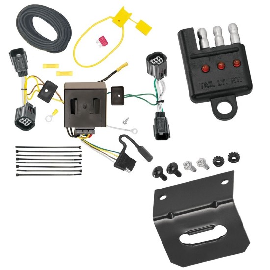 Reese Trailer Wiring and Bracket w/ Light Tester For 11-16 Chrysler Town & Country 11-20 Dodge Grand Caravan 12-15 RAM C/V Plug & Play 4-Flat Harness