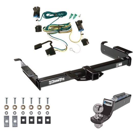 Tow Package For 03-14 Chevy Express GMC Savana 1500 03-23 2500 3500 Trailer Hitch w/ Wiring 2" Drop Mount 2" Ball 2" Receiver