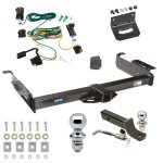 Ultimate Tow Package For 03-14 Chevy Express GMC Savana 1500 03-24 2500 3500 Trailer Hitch w/ Wiring 2" Drop Mount Dual 2" and 1-7/8" Ball Lock Bracket Cover 2" Receiver Reese