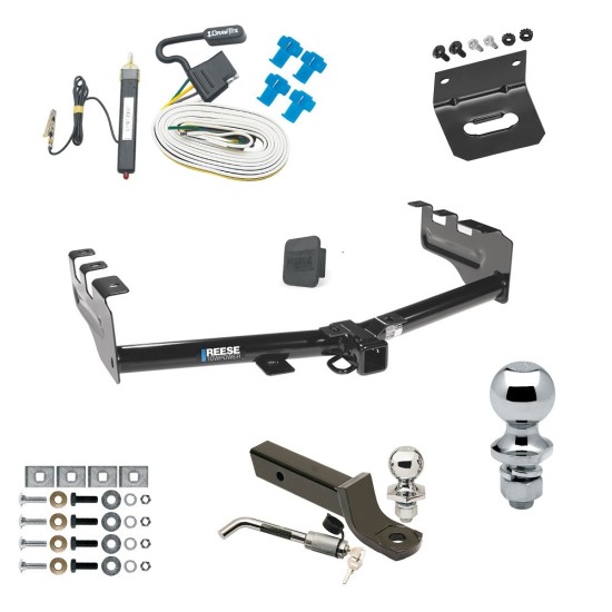 Ultimate Tow Package For 99-07 Chevrolet Silverado GMC Sierra 1500 99-04 2500 Trailer Hitch w/ Wiring 2" Drop Mount Dual 2" and 1-7/8" Ball Lock Bracket Cover 2" Receiver Reese