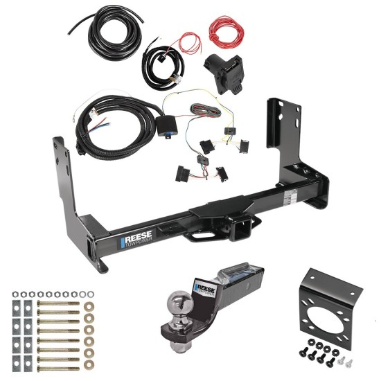 Trailer Hitch Tow Package w/ 7-Way RV Wiring For 14-22 Freightliner Mercedes-Benz Sprinter 2500 3500 w/ 2" Drop Mount 2" Ball Class 4 2" Receiver Reese