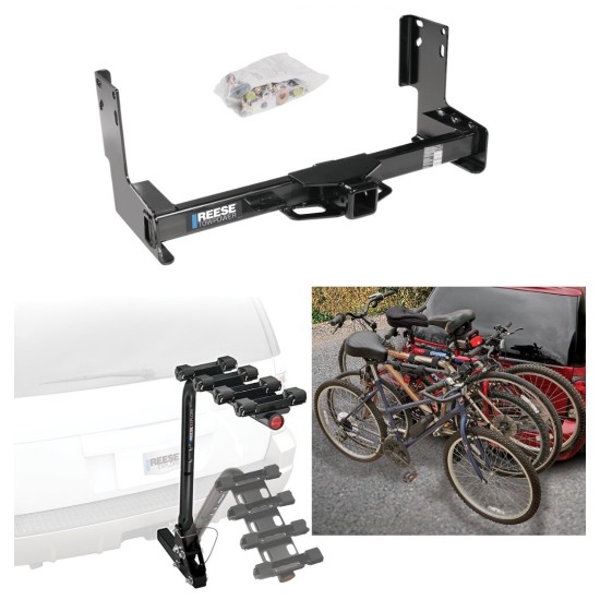 Trailer Hitch w/ 4 Bike Rack For 07-24 Mercedes-Benz Freightliner 07-09 Dodge Sprinter 2500 3500 Approved for Recreational & Offroad Use Carrier for Adult Woman or Child Bicycles Foldable