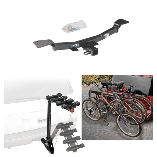 Trailer Hitch w/ 4 Bike Rack For 05-09 Hyundai Tucson 05-10 KIA Sportage Approved for Recreational & Offroad Use Carrier for Adult Woman or Child Bicycles Foldable