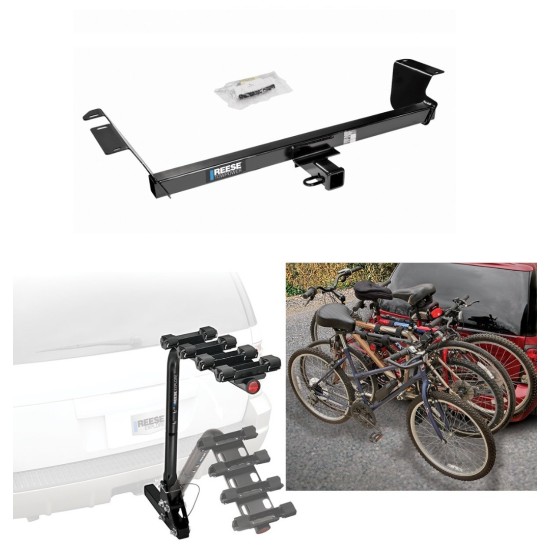 Trailer Hitch w/ 4 Bike Rack For 08-16 Town & Country 08-20 Grand Caravan 12-15 C/V 09-14 Routan Approved for Recreational & Offroad Use Carrier for Adult Woman or Child Bicycles Foldable