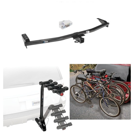 Trailer Hitch w/ 4 Bike Rack For 01-06 Acura MDX 03-08 Honda Pilot Approved for Recreational & Offroad Use Carrier for Adult Woman or Child Bicycles Foldable