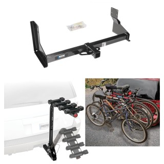 Trailer Hitch w/ 4 Bike Rack For 07-24 Dodge Freightliner Mercedes-Benz Sprinter 2500 3500 w/Factory Step Bumper Approved for Recreational & Offroad Use Carrier for Adult Woman or Child Bicycles Foldable