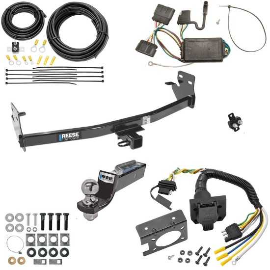 Trailer Hitch Tow Package w/ 7-Way RV Wiring For 04-12 Chevy Colorado GMC Canyon 07-08 Isuzu i-290 i-370 06-06 i-280 i-350 w/ 2" Drop Mount 2" Ball Class 4 2" Receiver All Models Reese