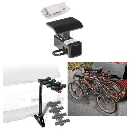 Trailer Hitch w/ 4 Bike Rack For  09-17 Volkswagen VW Tiguan Approved for Recreational & Offroad Use Carrier for Adult Woman or Child Bicycles Foldable