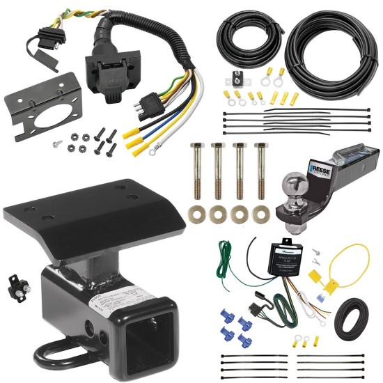 Trailer Hitch Tow Package w/ 7-Way RV Wiring For 09-11 Volkswagen Tiguan w/ 2" Drop Mount 2" Ball Class 3 2" Receiver All Models Reese