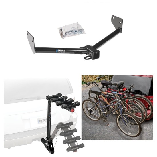 Trailer Hitch w/ 4 Bike Rack For 03-11 Honda Element Approved for Recreational & Offroad Use Carrier for Adult Woman or Child Bicycles Foldable