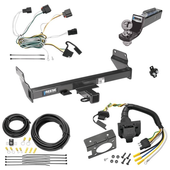 Trailer Hitch Tow Package w/ 7-Way RV Wiring For 11-13 Jeep Grand Cherokee w/ 2" Drop Mount 2" Ball Class 3 2" Receiver Reese