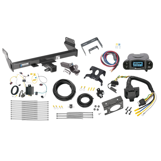 Trailer Hitch Tow Package Prodigy P3 Brake Control For 14-21 Jeep Grand Cherokee 22-23 WK w/ 7-Way RV Wiring 2" Drop Mount 2" Ball Class 3 2" Receiver Reese Tekonsha