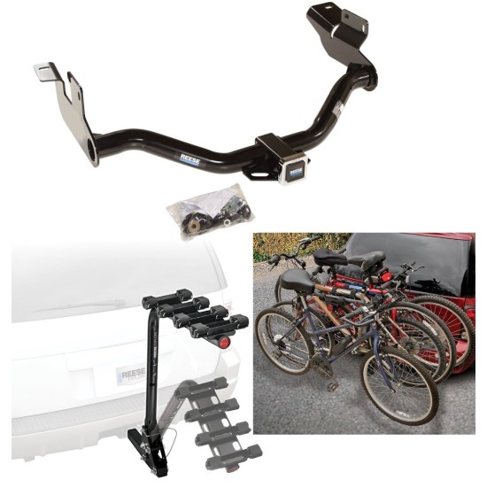 Trailer Hitch w/ 4 Bike Rack For 05-12 Ford Escape Mazda Tribute Mercury Mariner Approved for Recreational & Offroad Use Carrier for Adult Woman or Child Bicycles Foldable