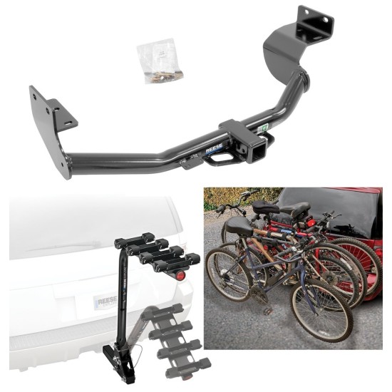 Trailer Hitch w/ 4 Bike Rack For 13-18 Hyundai Santa Fe Sport 5 Passenger 14-15 Kia Sorento Approved for Recreational & Offroad Use Carrier for Adult Woman or Child Bicycles Foldable