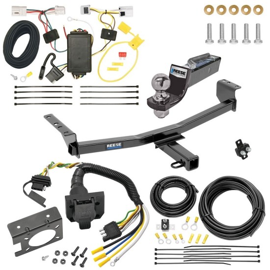 Trailer Hitch Tow Package w/ 7-Way RV Wiring For 08-20 Rogue 14-15 Rogue Select w/ 2" Drop Mount 2" Ball Class 3 2" Receiver Reese