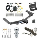 Ultimate Tow Package For 15-23 Ford Transit 150 250 350 Trailer Hitch w/ Wiring 2" Drop Mount Dual 2" and 1-7/8" Ball Lock Bracket Cover 2" Receiver Reese