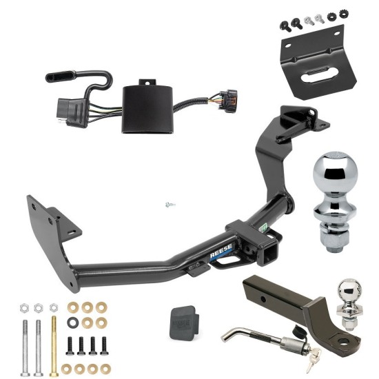 Ultimate Tow Package For 19-20 Hyundai Santa Fe Trailer Hitch w/ Wiring 2" Drop Mount Dual 2" and 1-7/8" Ball Lock Bracket Cover 2" Receiver Reese