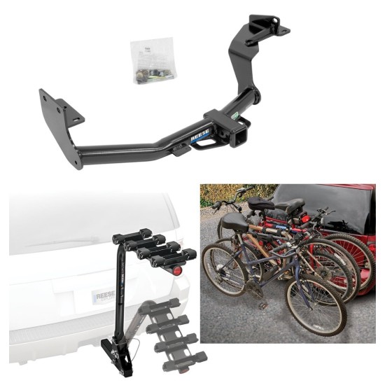 Trailer Hitch w/ 4 Bike Rack For 16-20 Kia Sorento Hyundai Santa Fe Approved for Recreational & Offroad Use Carrier for Adult Woman or Child Bicycles Foldable