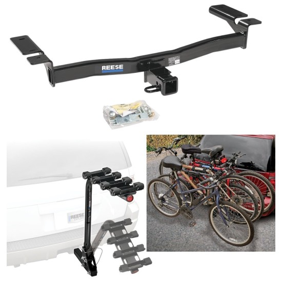 Trailer Hitch w/ 4 Bike Rack For 07-14 Ford Edge 07-15 Lincoln MKX Approved for Recreational & Offroad Use Carrier for Adult Woman or Child Bicycles Foldable