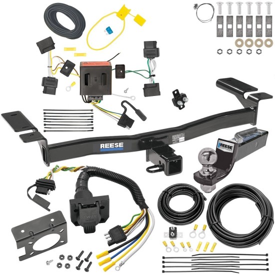 Trailer Hitch Tow Package w/ 7-Way RV Wiring For 07-10 Ford Edge Lincoln MKX w/ 2" Drop Mount 2" Ball Class 3 2" Receiver Reese