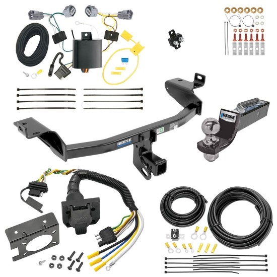 Trailer Hitch Tow Package w/ 7-Way RV Wiring For 14-18 Jeep Cherokee w/ 2" Drop Mount 2" Ball Class 3 2" Receiver All Models Reese