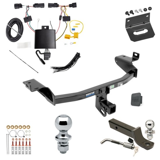 Ultimate Tow Package For 19-23 Jeep Cherokee Trailer Hitch w/ Wiring 2" Drop Mount Dual 2" and 1-7/8" Ball Lock Bracket Cover 2" Receiver Reese