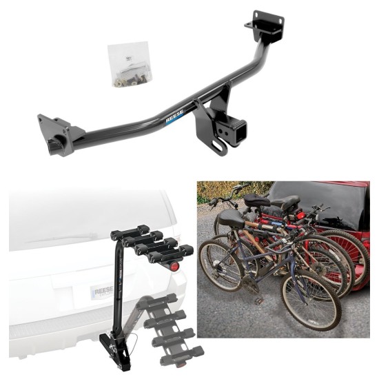 Trailer Hitch w/ 4 Bike Rack For 16-21 Hyundai Tucson Approved for Recreational & Offroad Use Carrier for Adult Woman or Child Bicycles Foldable