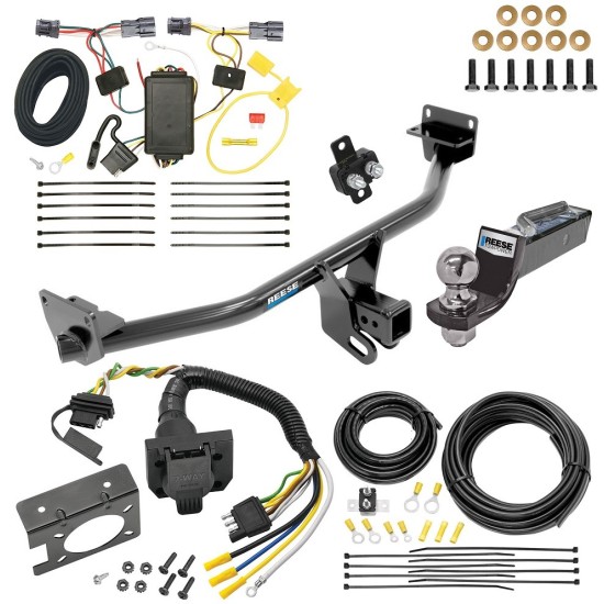 Trailer Hitch Tow Package w/ 7-Way RV Wiring For 16-18 Hyundai Tucson w/ 2" Drop Mount 2" Ball Class 3 2" Receiver All Models Reese