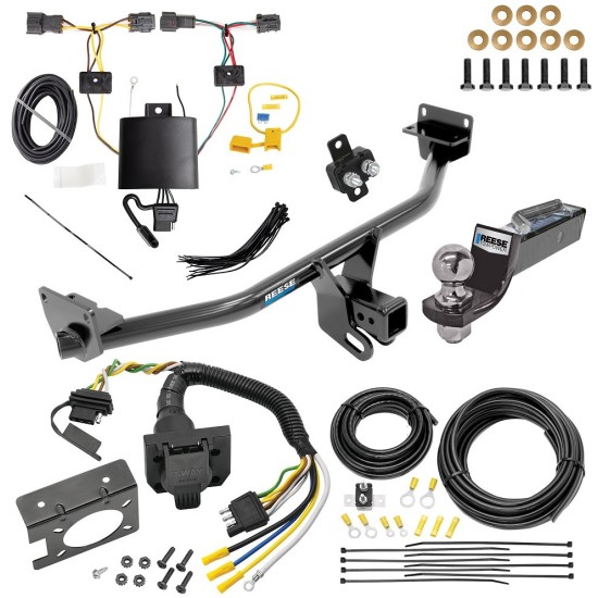 Trailer Hitch Tow Package w/ 7-Way RV Wiring For 19-21 Hyundai Tucson w/ 2" Drop Mount 2" Ball Class 3 2" Receiver Reese