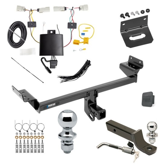 Ultimate Tow Package For 19-24 Ford Edge Trailer Hitch w/ Wiring 2" Drop Mount Dual 2" and 1-7/8" Ball Lock Bracket Cover 2" Receiver Reese