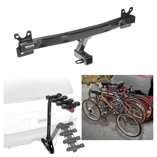 Trailer Hitch w/ 4 Bike Rack For 11-18 Volvo S60 15-17 V60 08-10 V70 08-16 XC70 Approved for Recreational & Offroad Use Carrier for Adult Woman or Child Bicycles Foldable