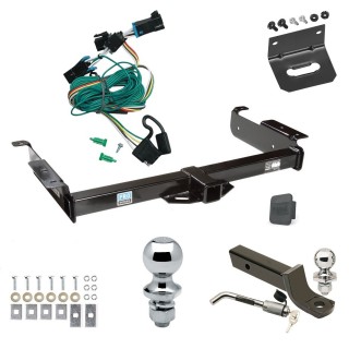 Ultimate Tow Package For 96-99 Chevy Express GMC Savana Van Trailer Hitch w/ Wiring 2" Drop Mount Dual 2" and 1-7/8" Ball Lock Bracket Cover 2" Receiver Reese