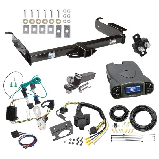 Trailer Hitch Tow Package Prodigy P3 Brake Control For 00-02 Chevy Express GMC Savana 1500 2500 3500 w/ 7-Way RV Wiring 2" Drop Mount 2" Ball Class 3 2" Receiver Reese Tekonsha