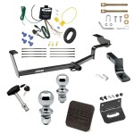 Ultimate Tow Package For 12-15 Honda Civic Hybrid Trailer Hitch w/ Wiring Draw-Bar Dual 2" and 1-7/8" Ball Lock Bracket Cover 1-1/4" Receiver Reese