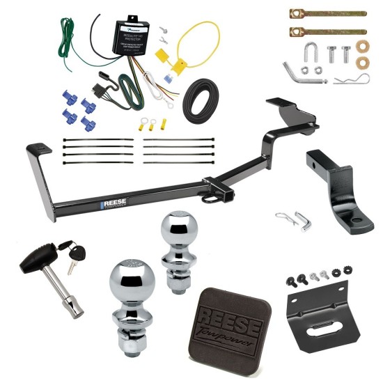 Ultimate Tow Package For 12-15 Honda Civic Hybrid Trailer Hitch w/ Wiring Draw-Bar Dual 2" and 1-7/8" Ball Lock Bracket Cover 1-1/4" Receiver Reese