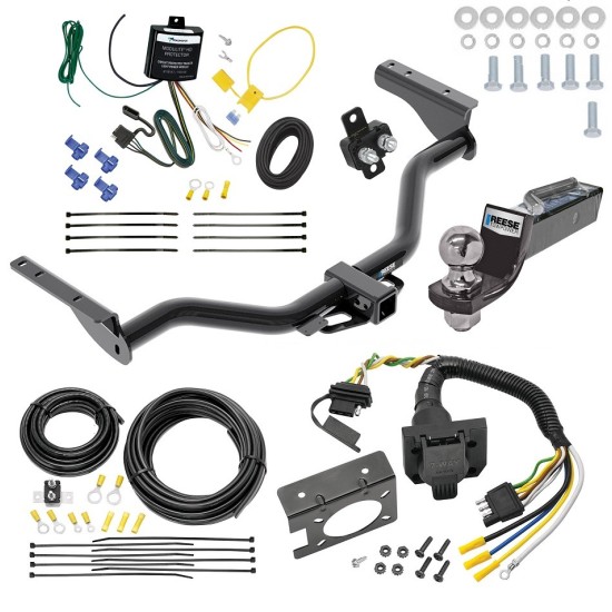 Trailer Hitch Tow Package w/ 7-Way RV Wiring For 13-13 Infiniti JX35 w/ 2" Drop Mount 2" Ball Class 4 2" Receiver All Models Reese