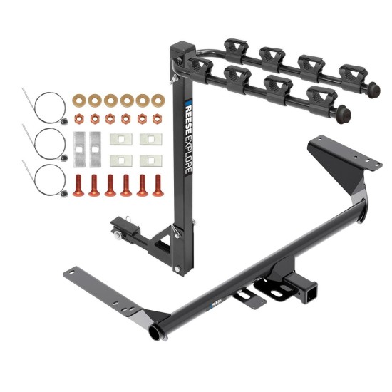 Reese Trailer Tow Hitch For 17-23 Chrysler Pacifica 20-23 Voyager 22-23 Grand Caravan Except Hybrid w/ 4 Bike Rack tilt away adult or child arms fold down carrier