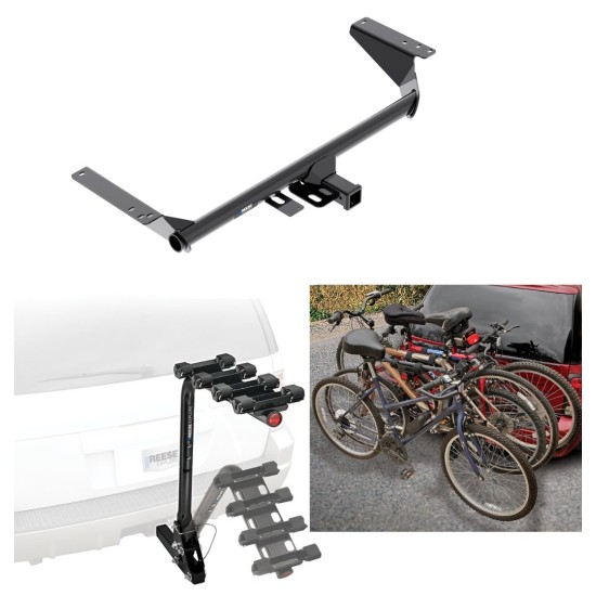 Trailer Hitch w/ 4 Bike Rack For 17-23 Chrysler Pacifica LX L Touring 22-23 Grand Caravan Except Hybrid Approved for Recreational & Offroad Use Carrier for Adult Woman or Child Bicycles Foldable