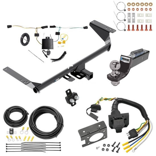 Trailer Hitch Tow Package w/ 7-Way RV Wiring For 21-23 Chrysler Pacifica Except Hybrid w/ 2" Drop Mount 2" Ball Class 3 2" Receiver Reese