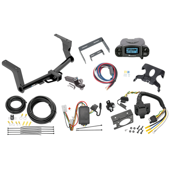 Trailer Hitch Tow Package Prodigy P3 Brake Control For 16-17 Subaru Crosstrek 13-15 XV Crosstrek w/ 7-Way RV Wiring 2" Drop Mount 2" Ball Class 3 2" Receiver Reese Tekonsha