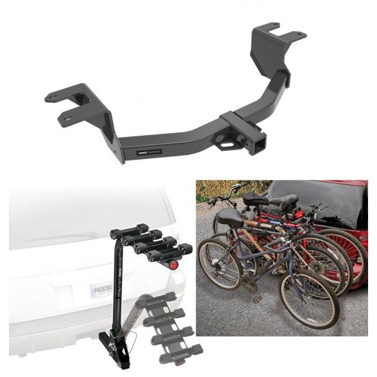 Trailer Hitch w/ 4 Bike Rack For 19-24 GMC Sierra 1500 Chevy Silverado 1500 Approved for Recreational & Offroad Use Carrier for Adult Woman or Child Bicycles Foldable