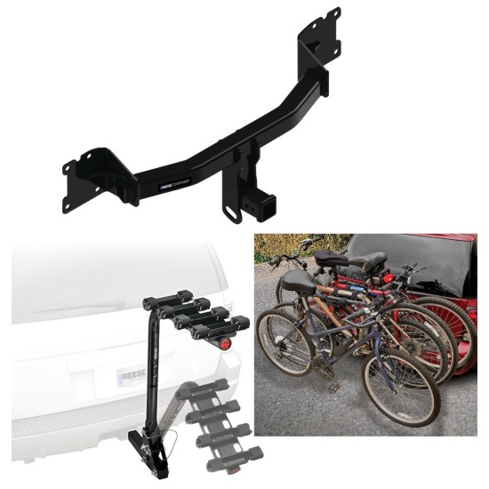 Trailer Hitch w/ 4 Bike Rack For 20-24 Porsche Cayenne Coupe Approved for Recreational & Offroad Use Carrier for Adult Woman or Child Bicycles Foldable