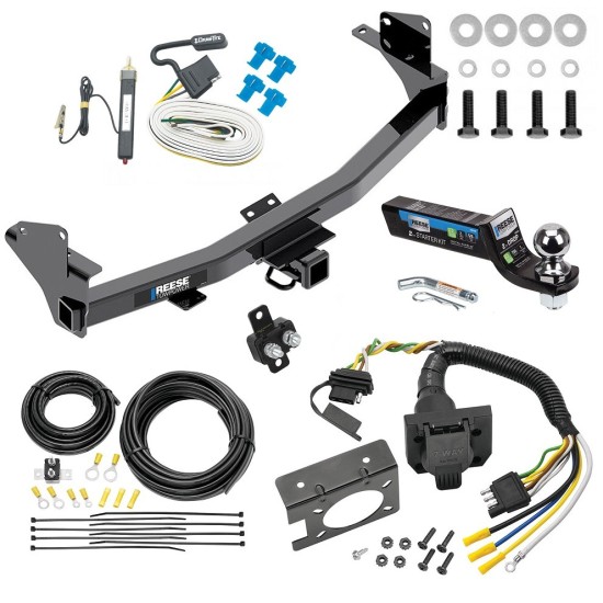 Trailer Hitch Tow Package w/ 7-Way RV Wiring For 15-22 Chevrolet Colorado GMC Canyon w/ 2" Drop Mount 2" Ball Class 4 2" Receiver All Models Reese