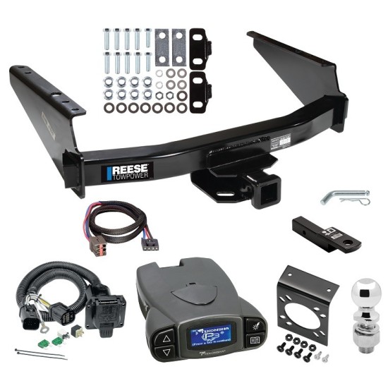 Class 5 10K Trailer Hitch Tow Package Prodigy P3 Brake Control For 97-03 Ford F-150 97-99 F-250 2004 F-150 Heritage w/ 7-Way RV Wiring 2" Drop Mount 2" Ball Class 4 2" Receiver Reese Tekonsha