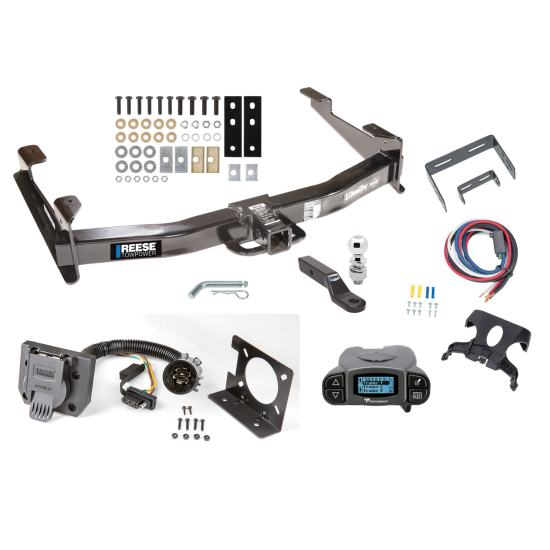 Class 5 13K Trailer Hitch Tow Package Prodigy P3 Brake Control For 07-10 GMC Sierra 2500 HD 3500 HD w/ 7-Way RV Wiring 2-5/16" Ball 2" Drop Mount 2" Receiver Reese Tekonsha